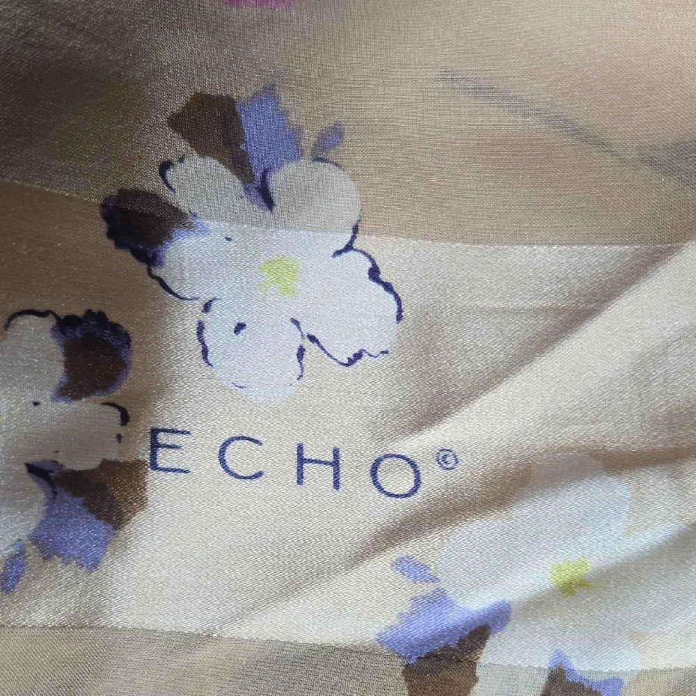 Silk Echo Floral Print Scarf Lightweight Soft‎